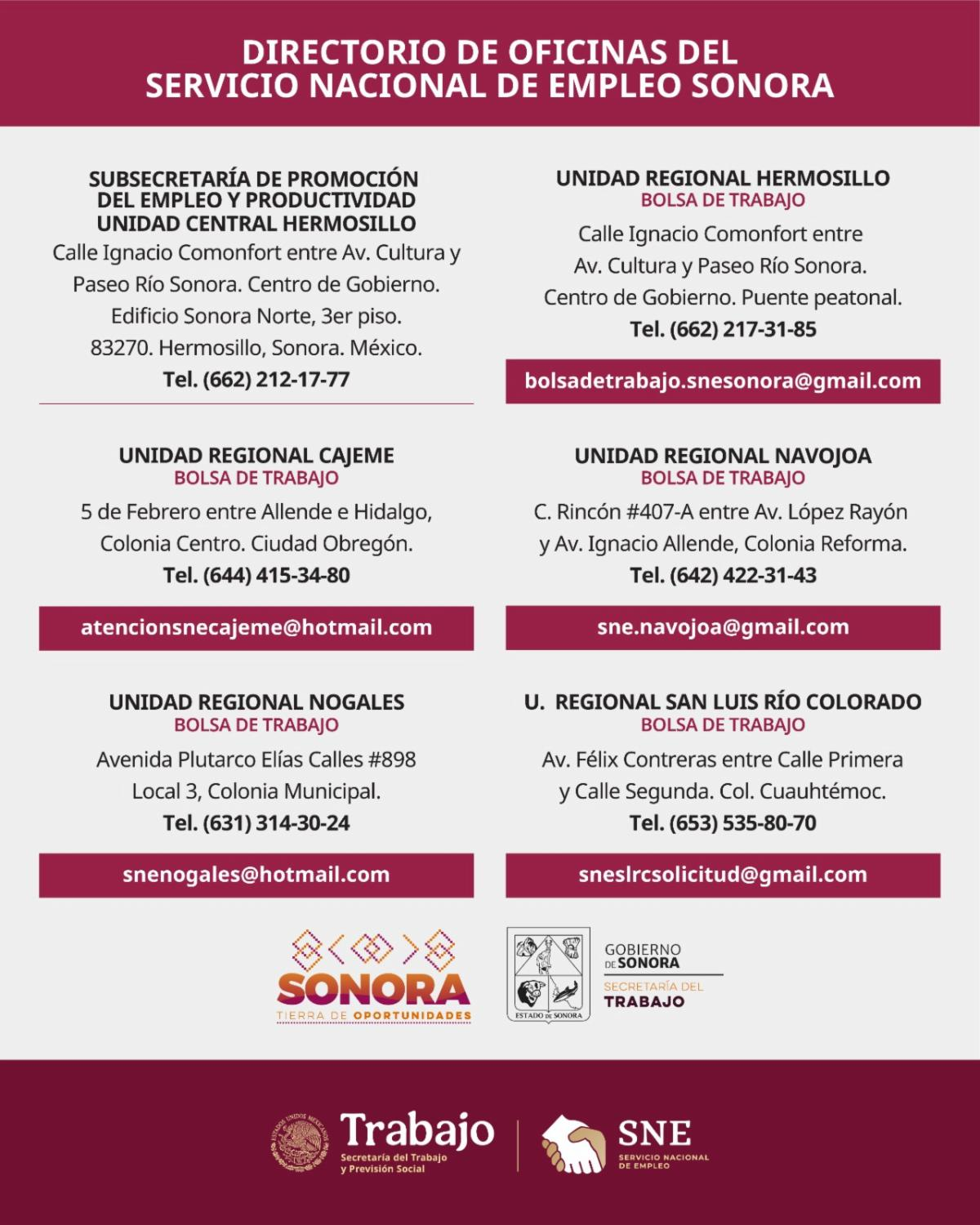 Hermosillo, Sonora; 12 de mayo de 2026.&ndash; Gobierno de Sonora promueve vacantes de empleo a trav&eacute;s del SNE en San Luis R&iacute;o Colorado