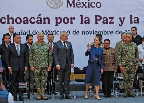 Lunes 10 de noviembre de 2025.-Inversi&oacute;n de 57 mil mdp para la paz en Michoac&aacute;n, anuncia Sheinbaum