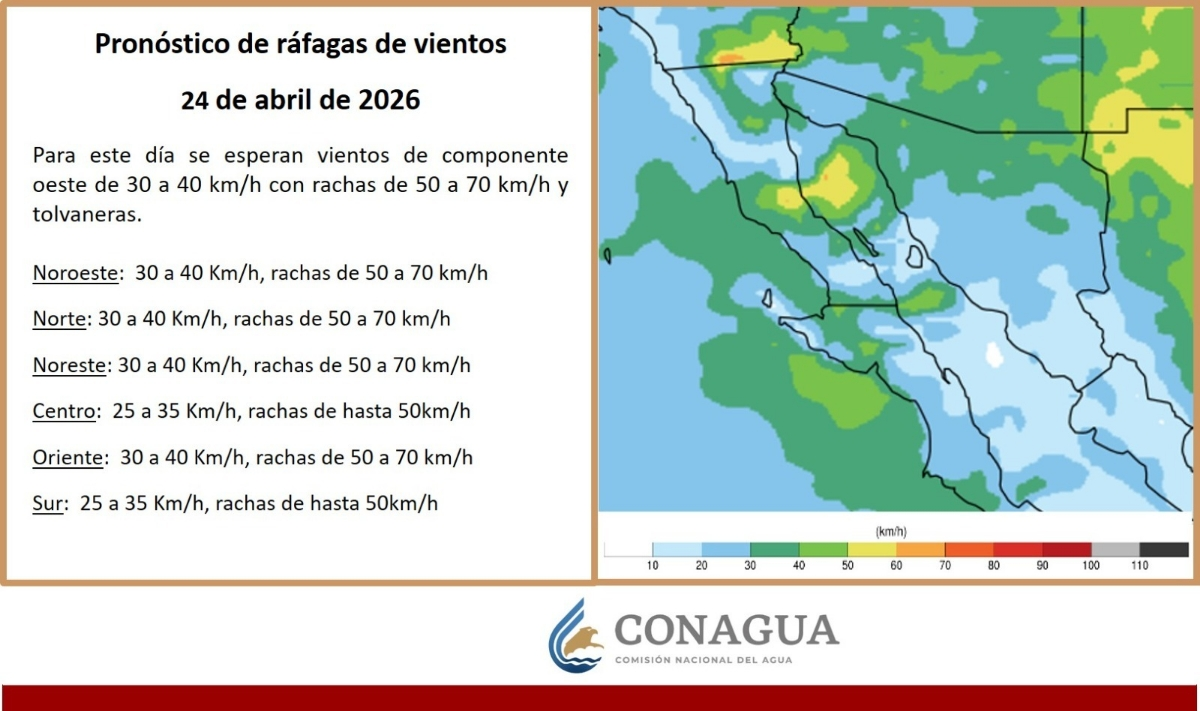 Hermosillo, Sonora; 24 de abril de 2026.&ndash;Pronostica CEPC fin de semana caluroso y sin probabilidad de lluvia en Sonora